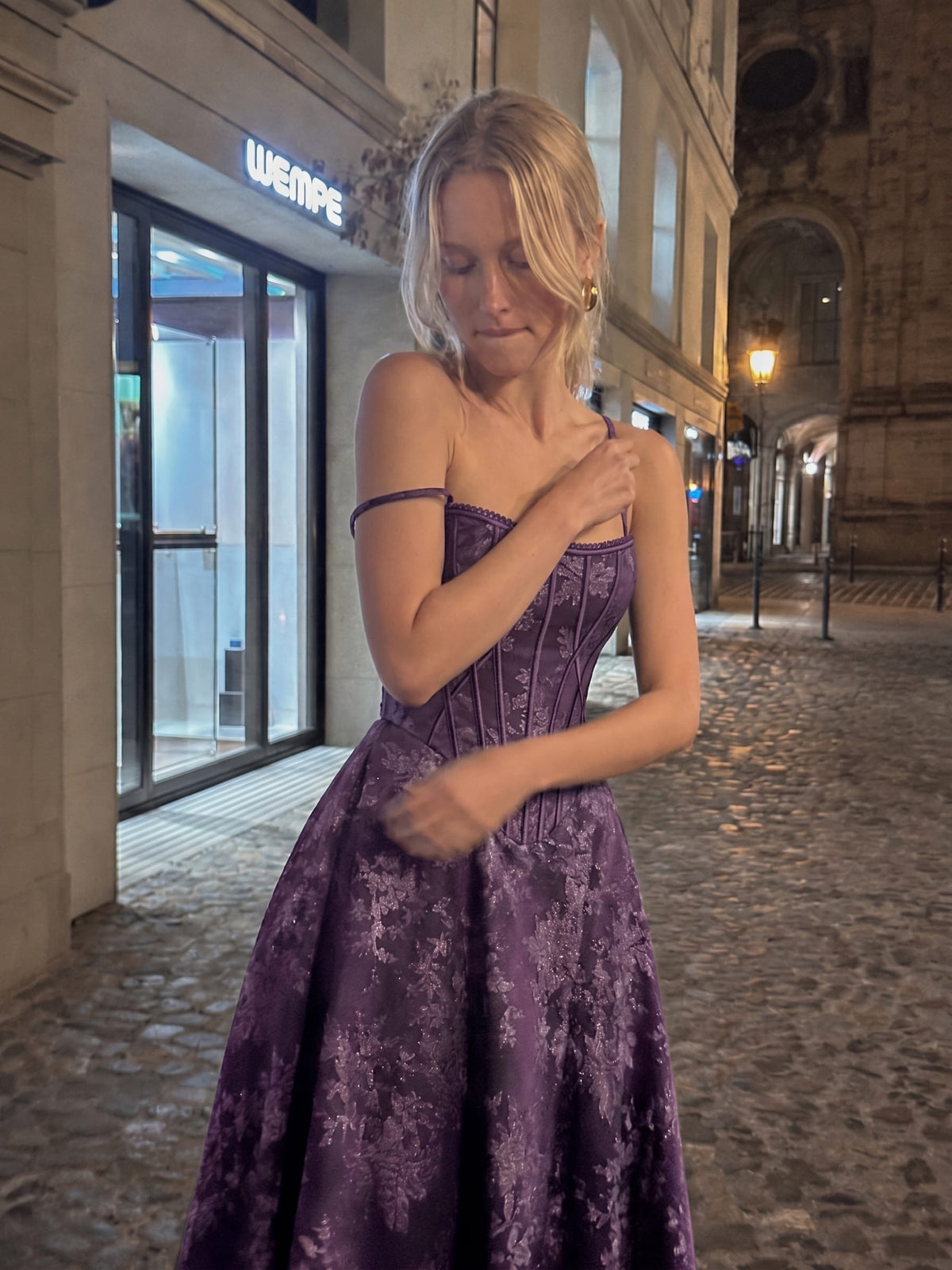 Glitter Jacquard Strappy Corset A-Line Ball Gown 8