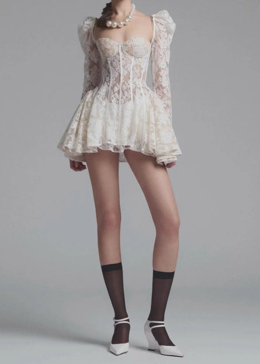 Lace V-Neck Sleeveless Corset Bodycon Mini Cocktail Dress - View 3