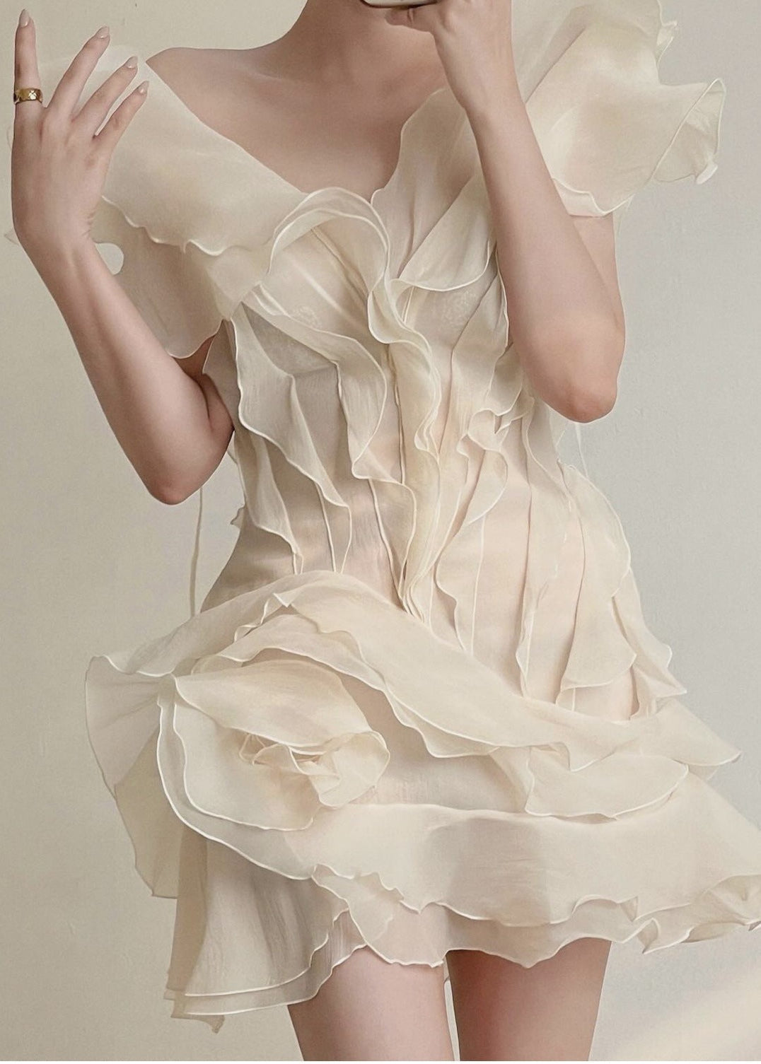 Aurelia Ruffled Organza Mini Dress - View 5