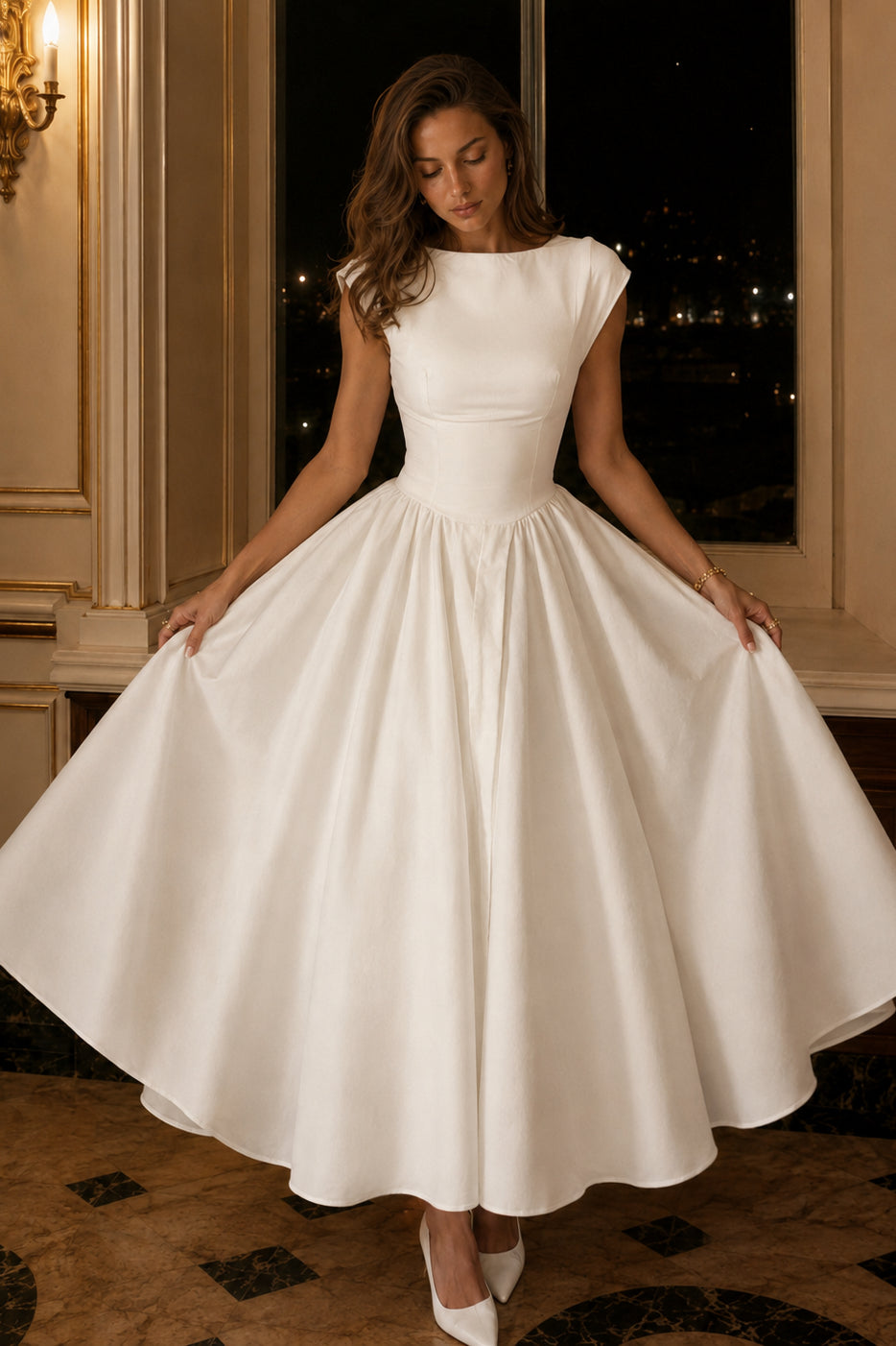 Off Shoulder Sleeveless Backless Waist Cinched Party Dress