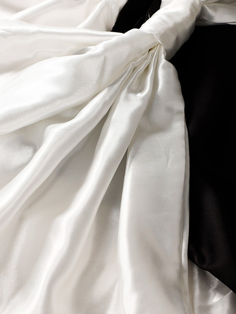 Bow Satin Off Shoulder Dress - View 7