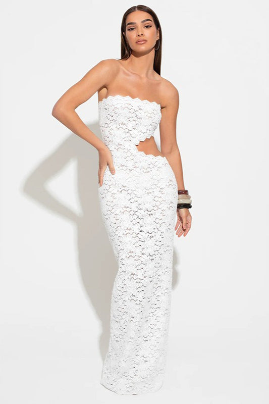 Sheer Lace Backless Bodycon Lace Dress - View 2