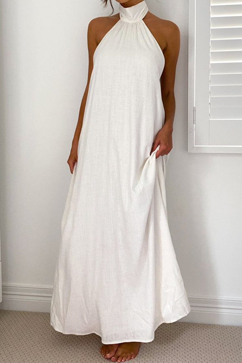 Floral Print Halter Neck Backless Sleeveless Flowy Maxi Dress - View 2