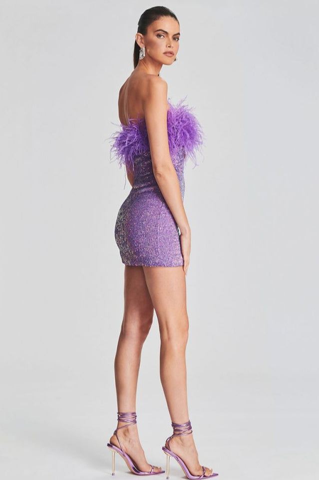 Torin Sequin Feather Dress - View 4