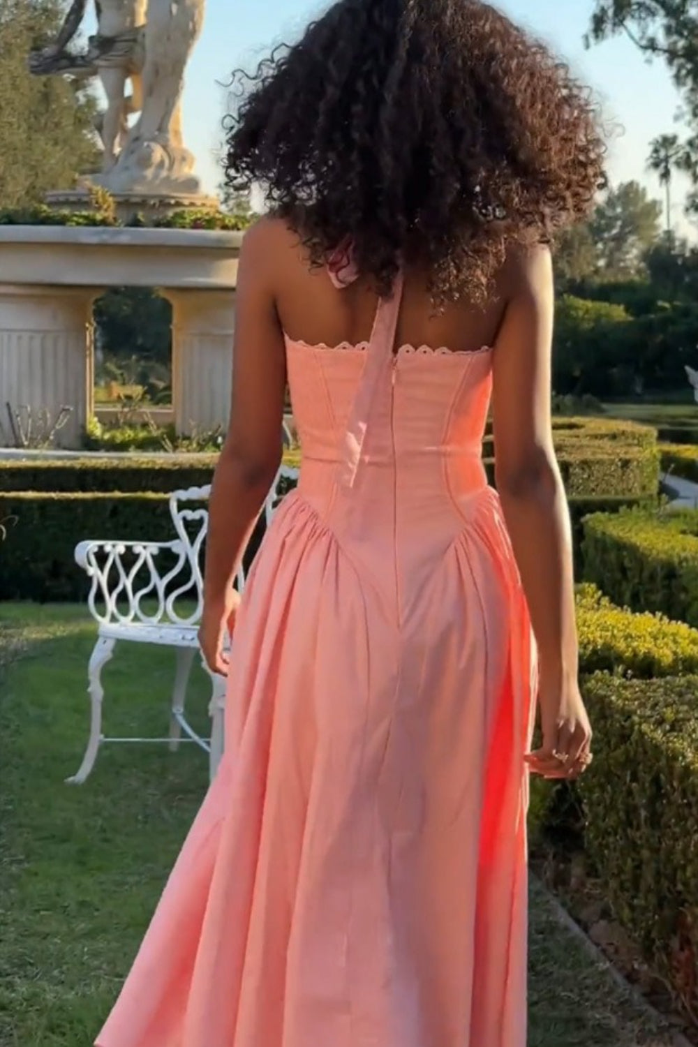 Halter Neck Ruched Corset Fit and Flare Midi Dress - View 2