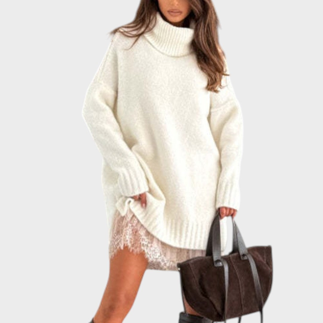 Turtleneck Long Sleeve Oversized Sweater Dress 11