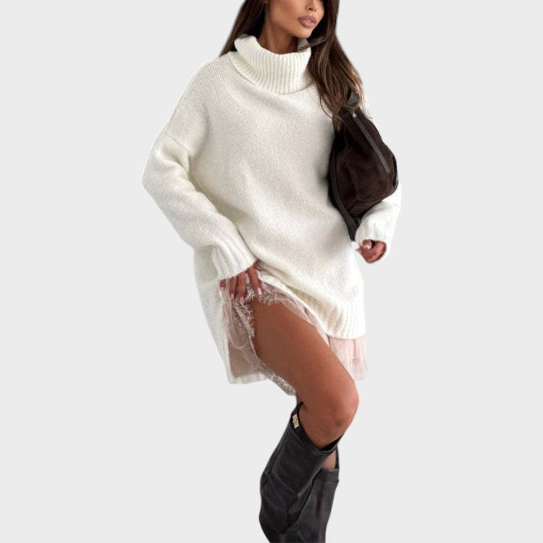 Turtleneck Long Sleeve Oversized Sweater Dress 12
