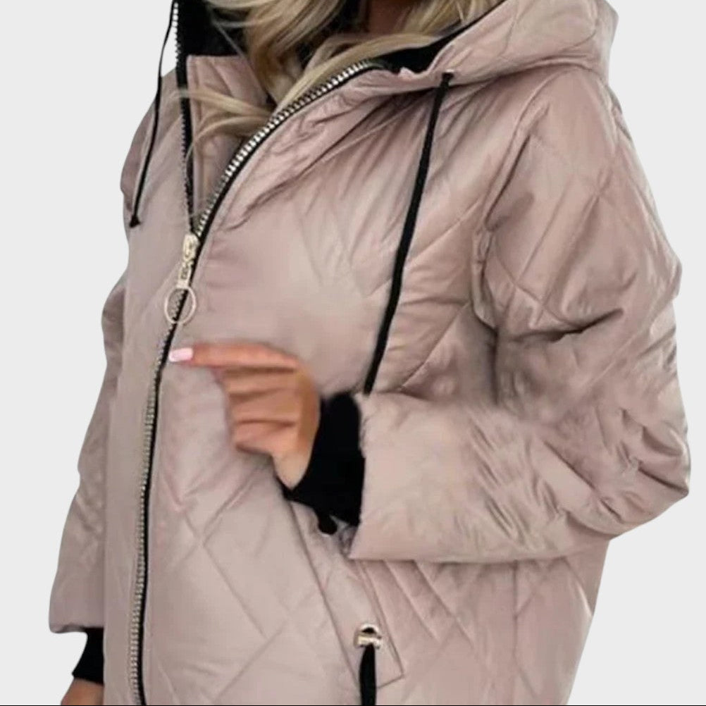 Quilted Hooded Zip Front Padded Jacket 4