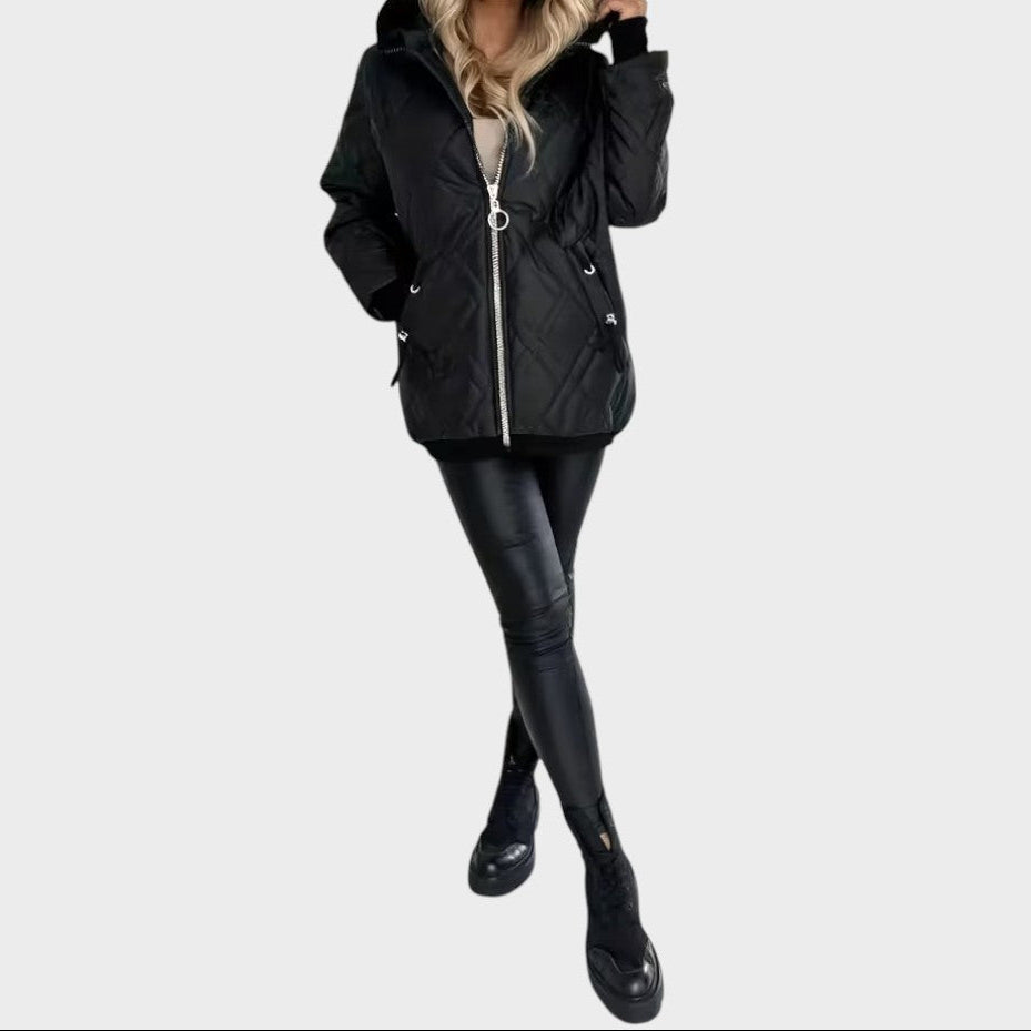 Quilted Hooded Zip Front Padded Jacket 8