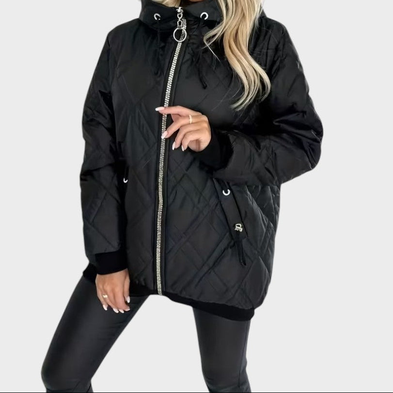 Quilted Hooded Zip Front Padded Jacket 7