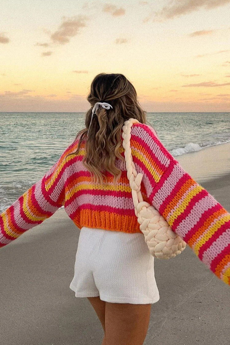 Striped Knit Pullover Sweater