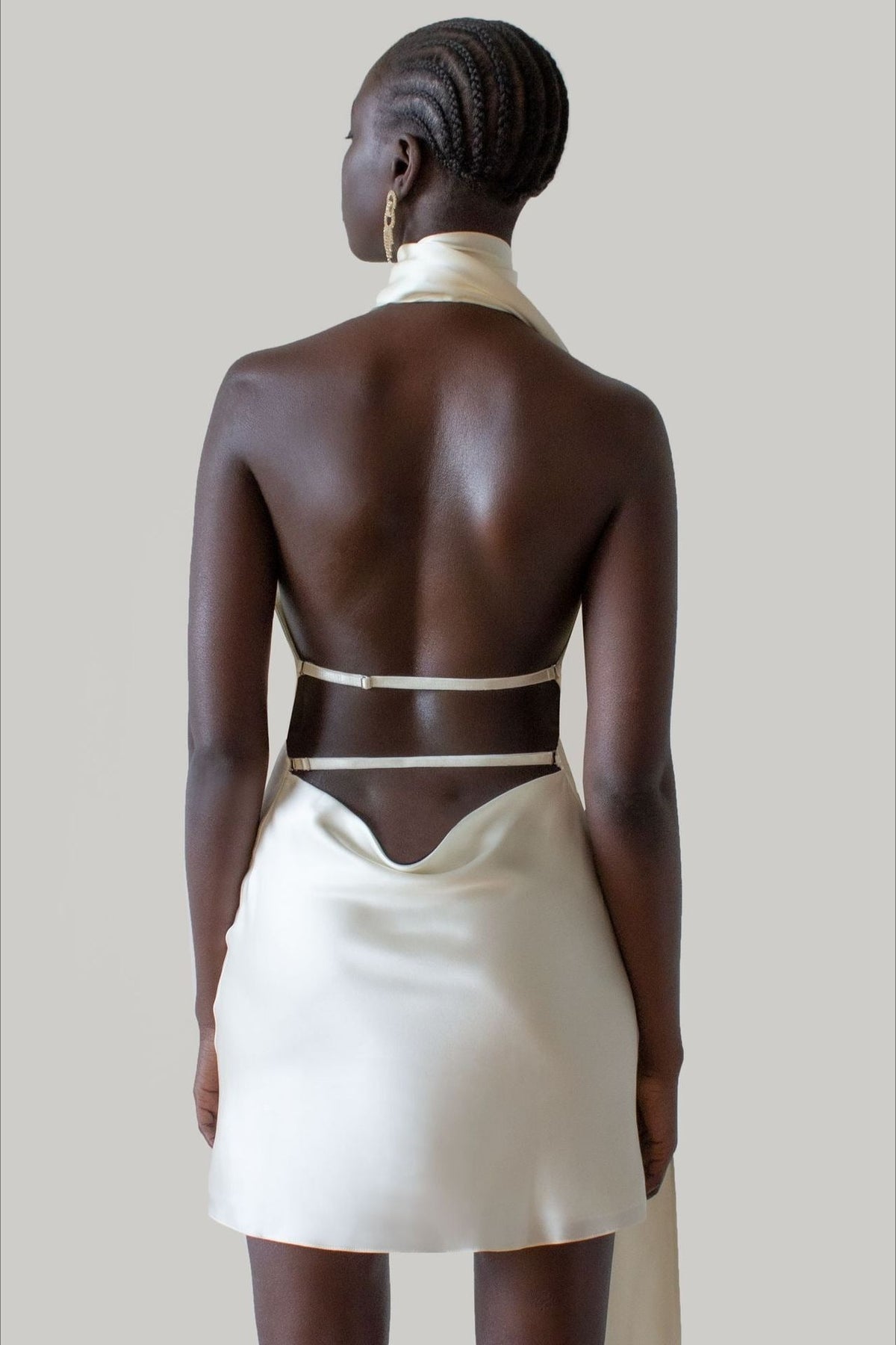 Satin V-Neck Sleeveless Backless Bodycon Mini Summer Dress - View 2