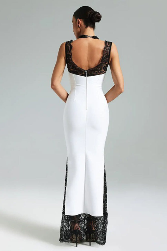 Deep V-Neck Lace Bodycon Mini Dress