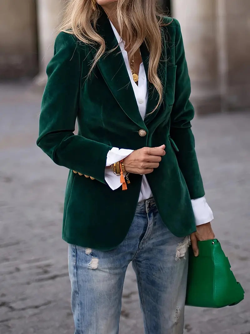 Velvet Single Breasted Blazer 3