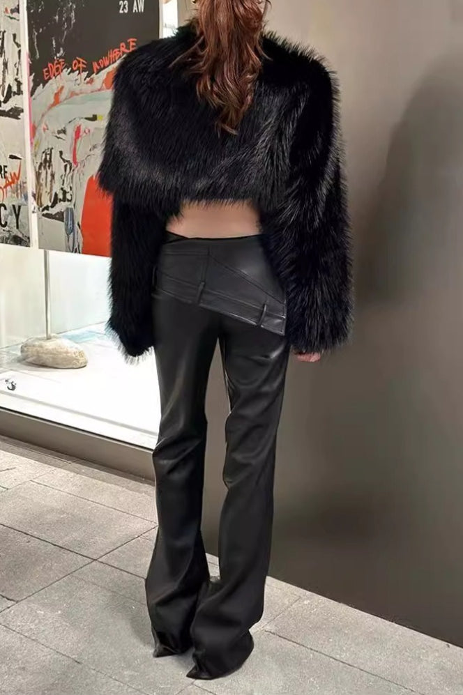 Vintage PU Slim Floor Length Straight Edgy Pants