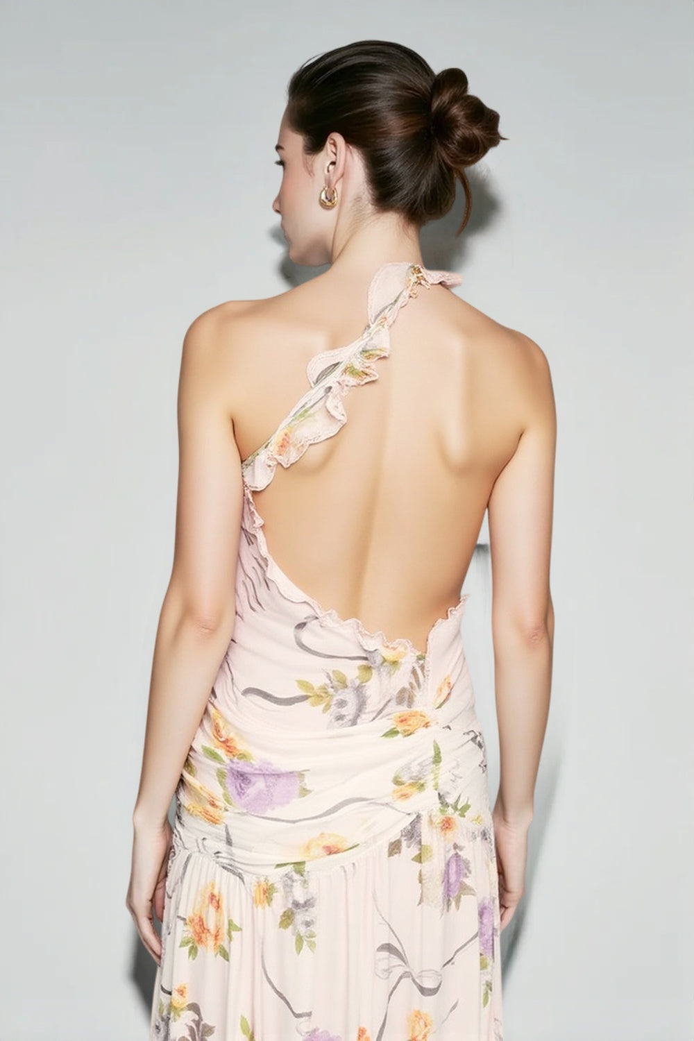 Backless Halter-Neck Floral Dress