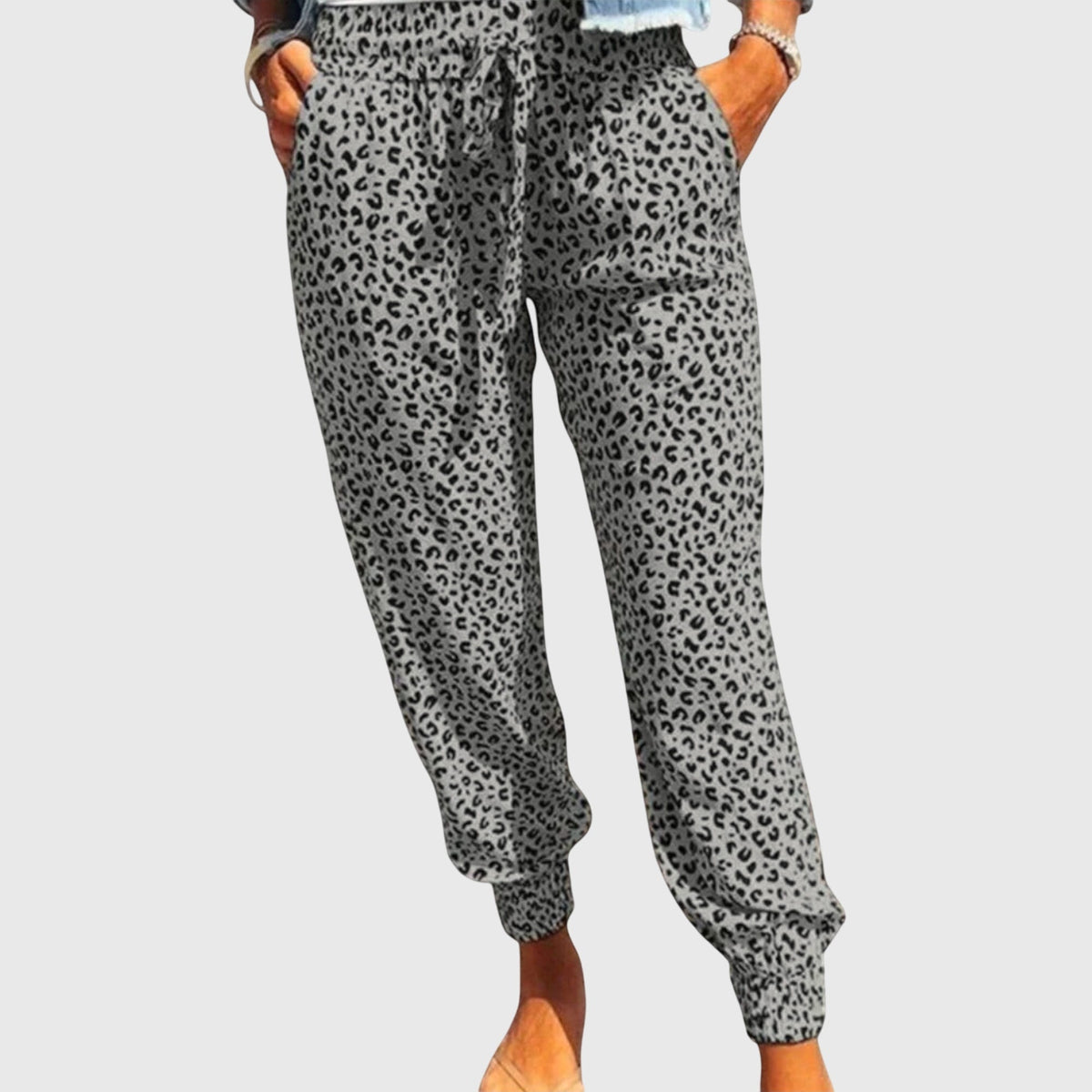 Leopard Print Drawstring Waist Tapered Jogger Pants 3