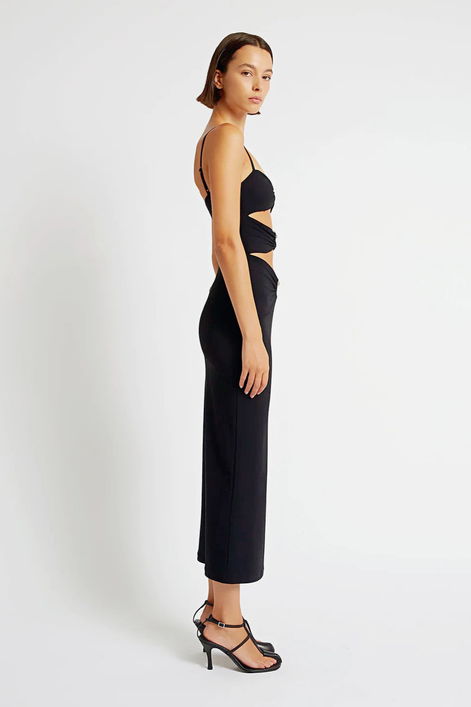 Bandage Knit Spaghetti Strap Cut Out Bodycon Maxi Dress - View 3
