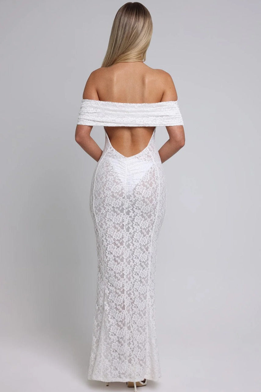 Floral Lace Backless Lace Dress - View 5