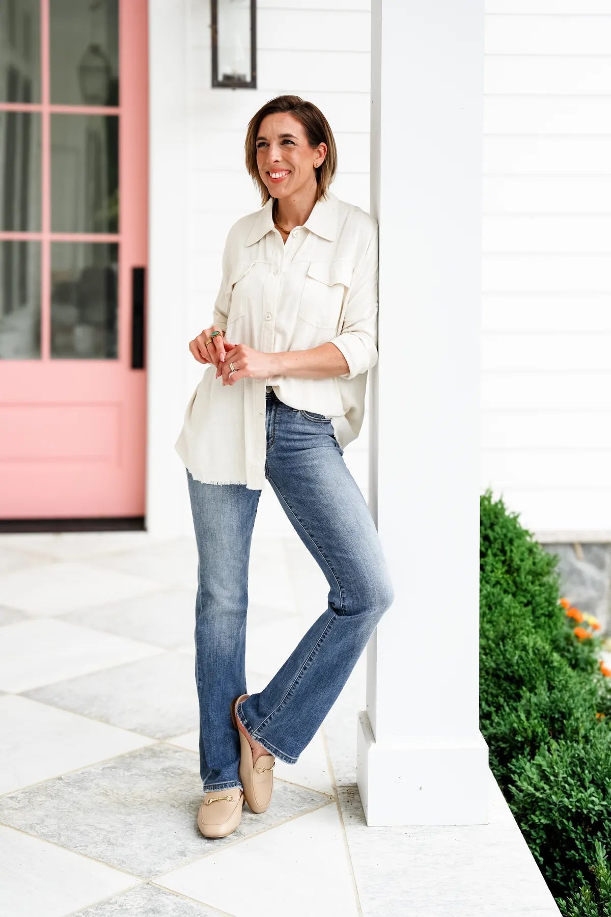High Waist Flare Leg Stretch Denim Jeans 6