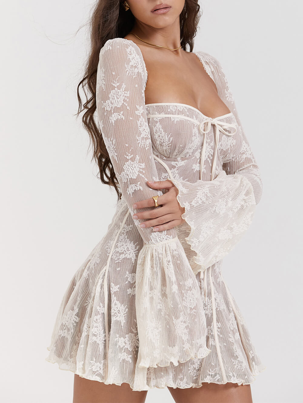 Bella Rose Lace Mini Dress - View 3