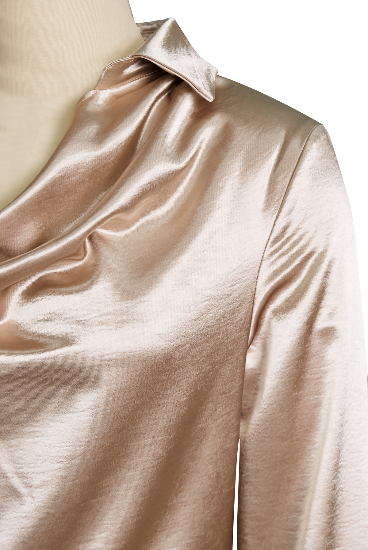 Satin Cowl Neck Collared Long Sleeve Blouse 11