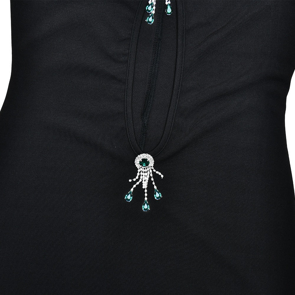 Jewel Embellished Sleeveless Mermaid Evening Maxi Dress - View 9
