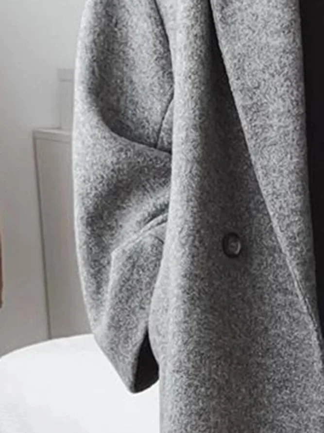 Notch Lapel Double Breasted Longline Wool Coat 2