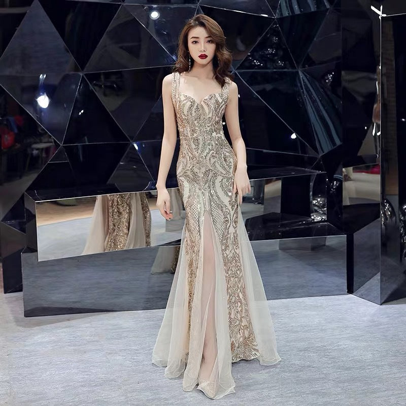 Sequin Sweetheart High Split Mermaid Gown - View 9