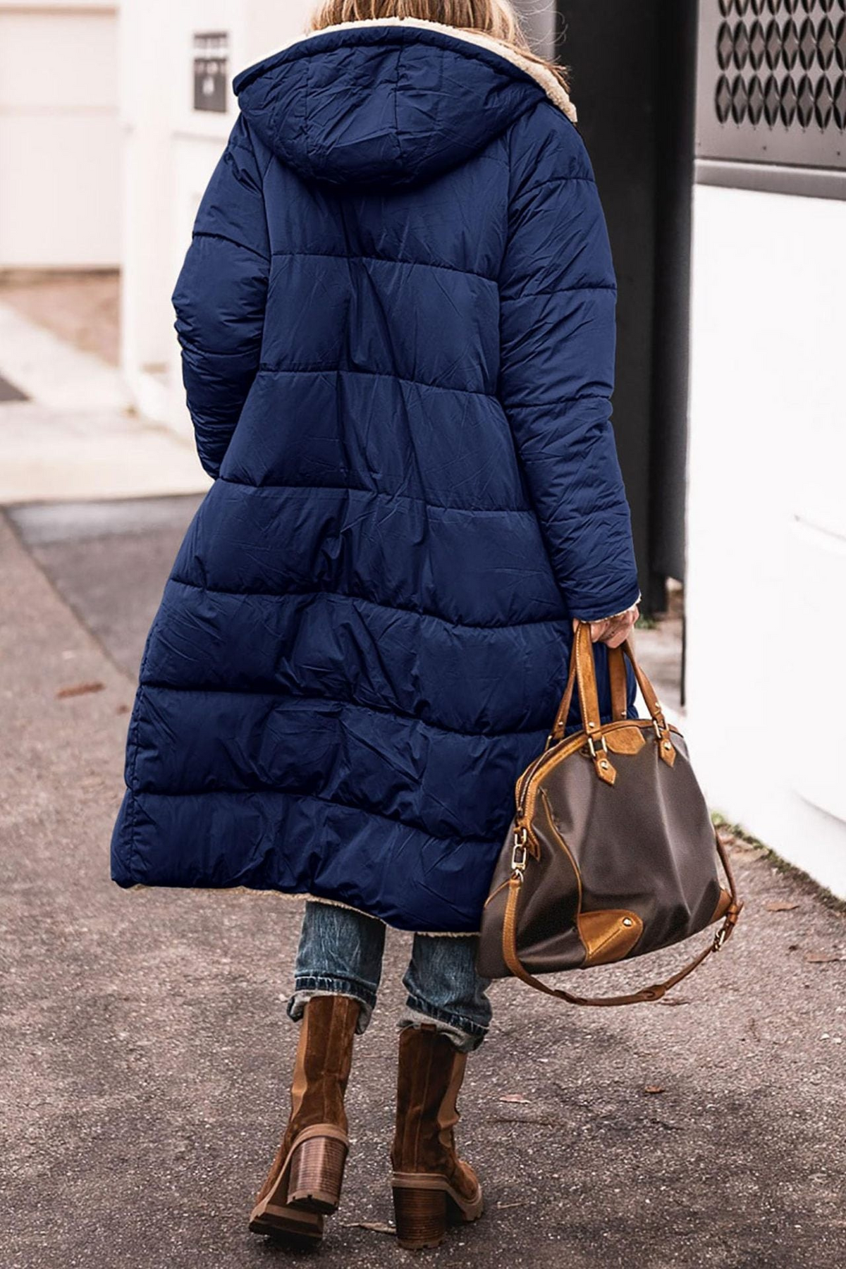 Reversible Sherpa Lined Quilted Longline Coat 7