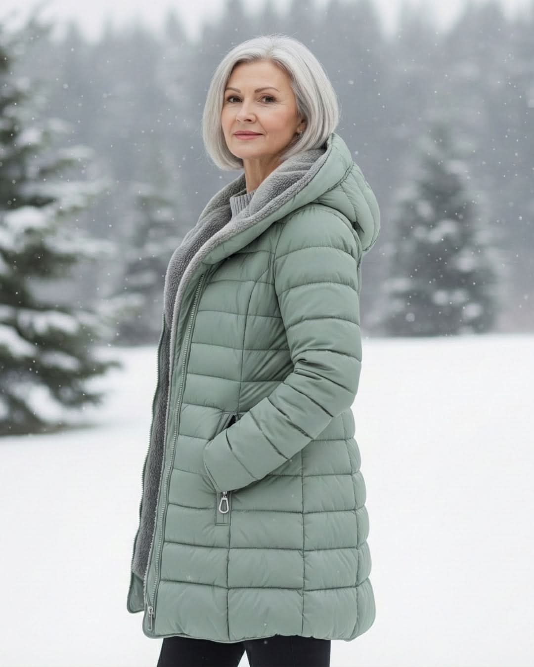 Hooded Faux Fur Lined Zip Front Longline Puffer Coat 12