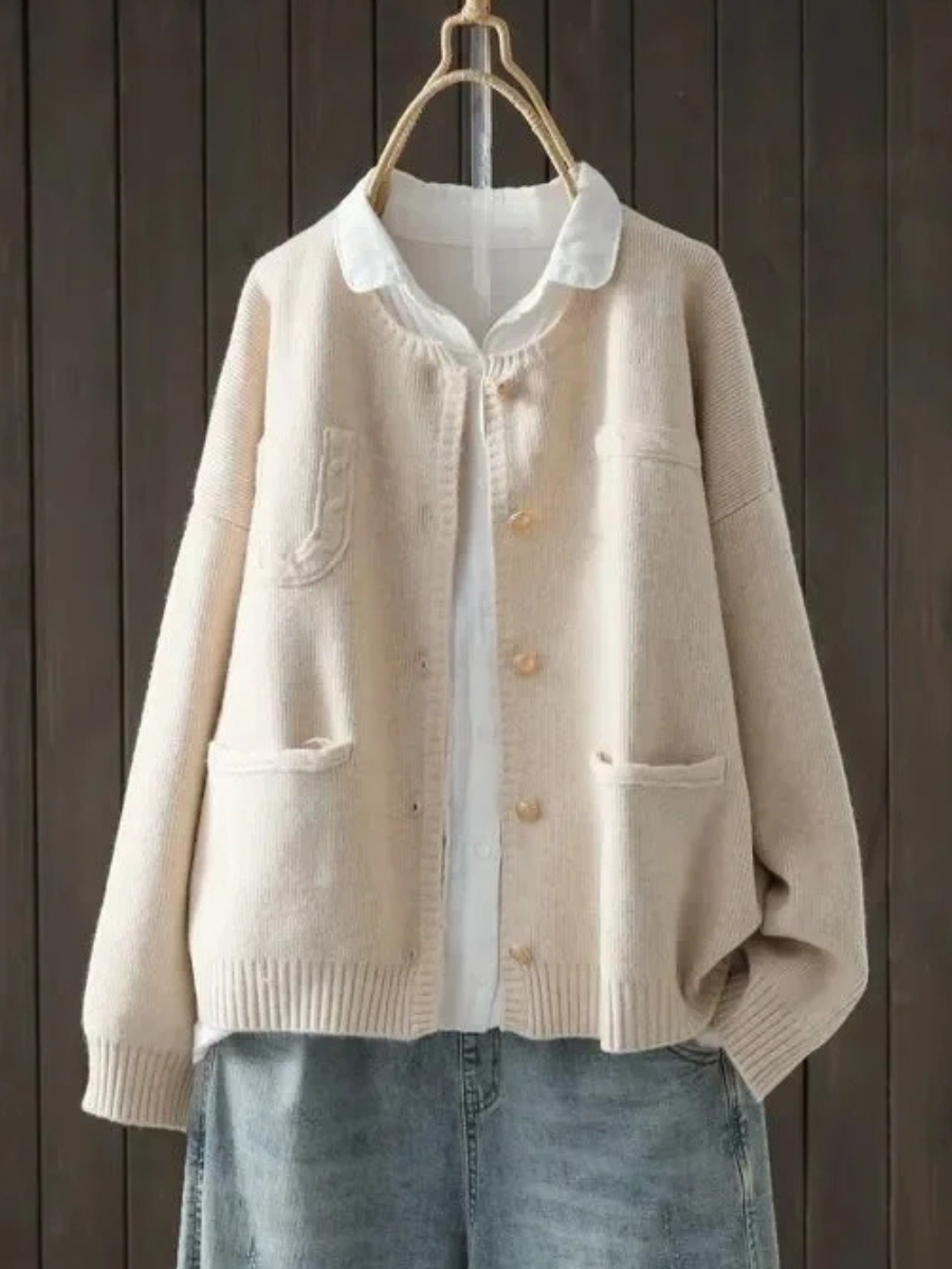 Contrast Collar Drop Shoulder Oversized Knit Sweater 2