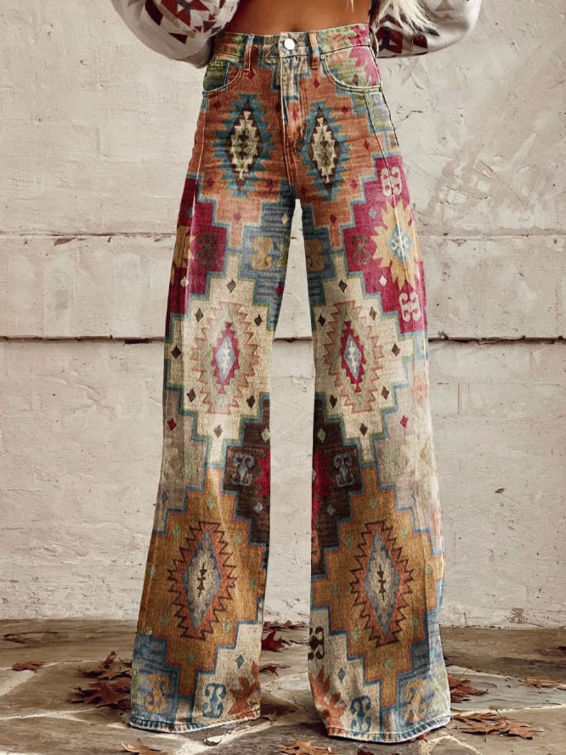 Aztec Print High Waist Wide Leg Pants 3