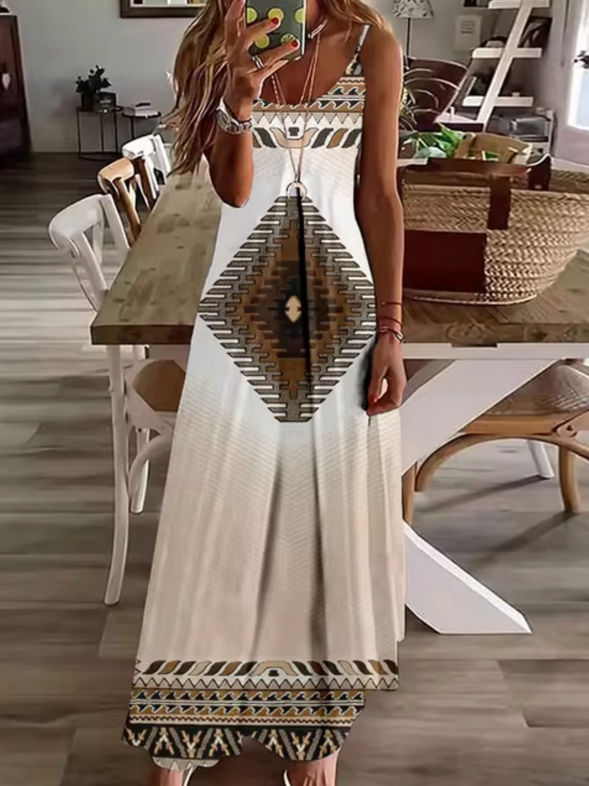 Spaghetti Strap V-Neck Relaxed A-Line Maxi Dress - View 2