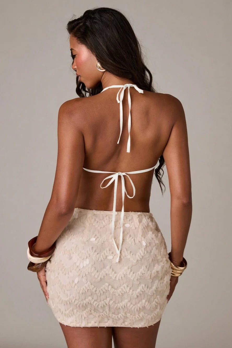 Backless Halter-Neck Crop Top