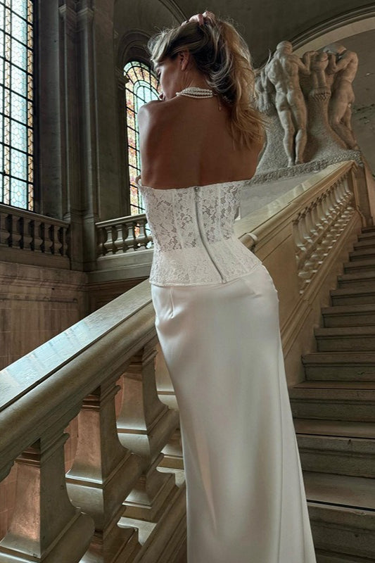 Lace Corset Sweetheart Strapless Mermaid Gown - View 4