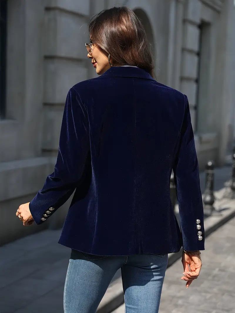 Velvet Single Breasted Blazer 9