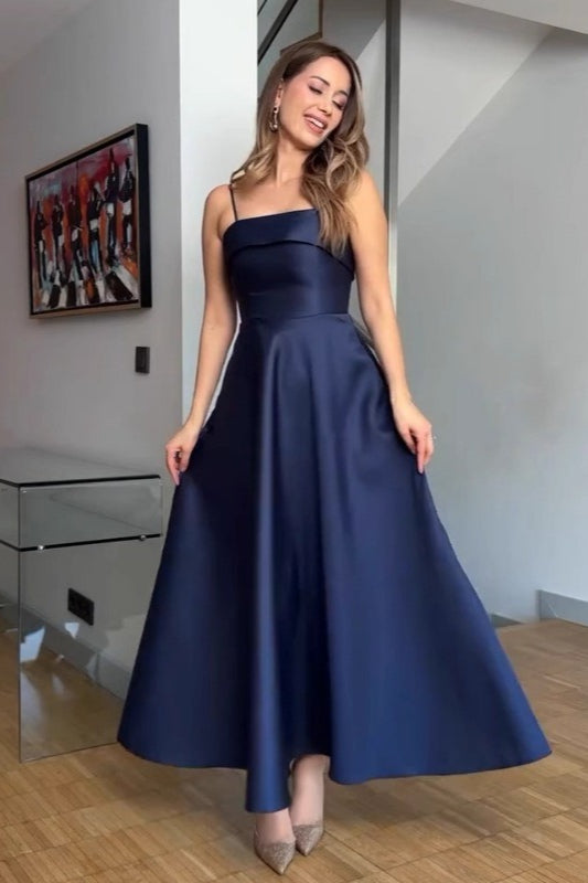 Spaghetti Strap Fit and Flare A-Line Midi Dress - View 10