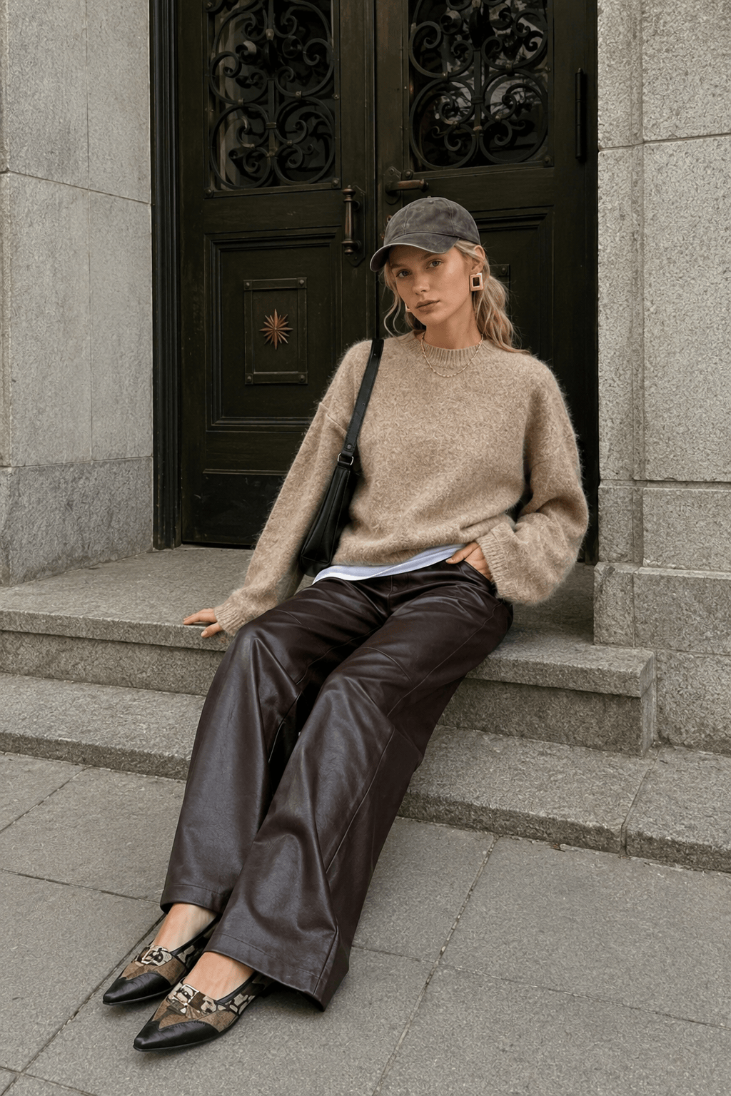 Solid Mohair Soft Knitted Pullover Crewneck Long Sleeve