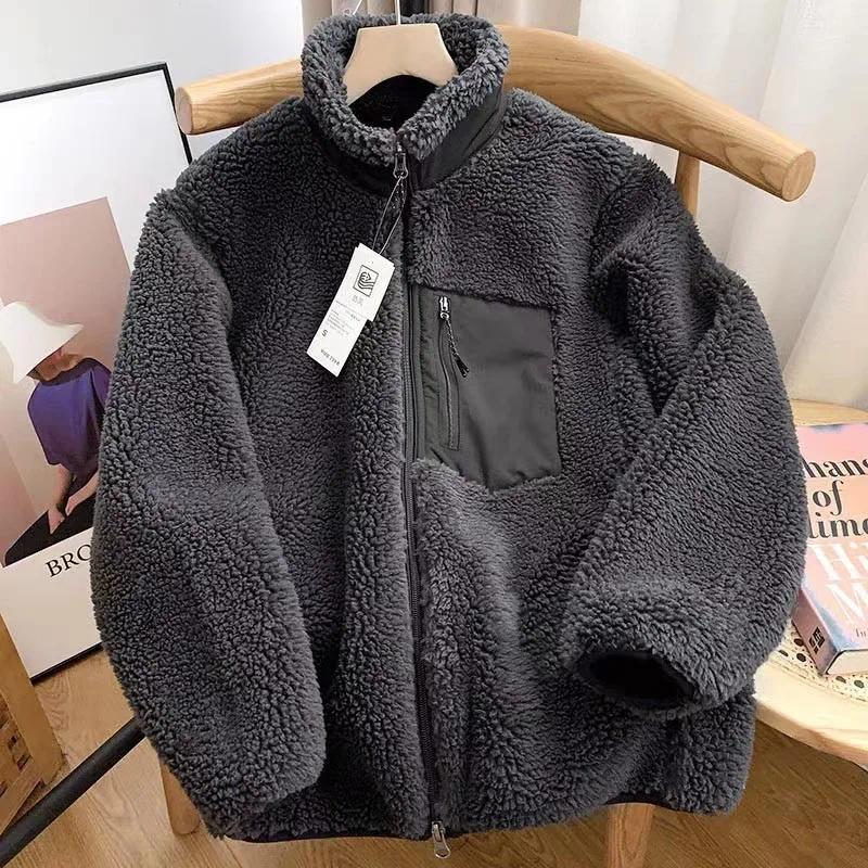 Stand Collar Zip Front Sherpa Fleece Jacket 6
