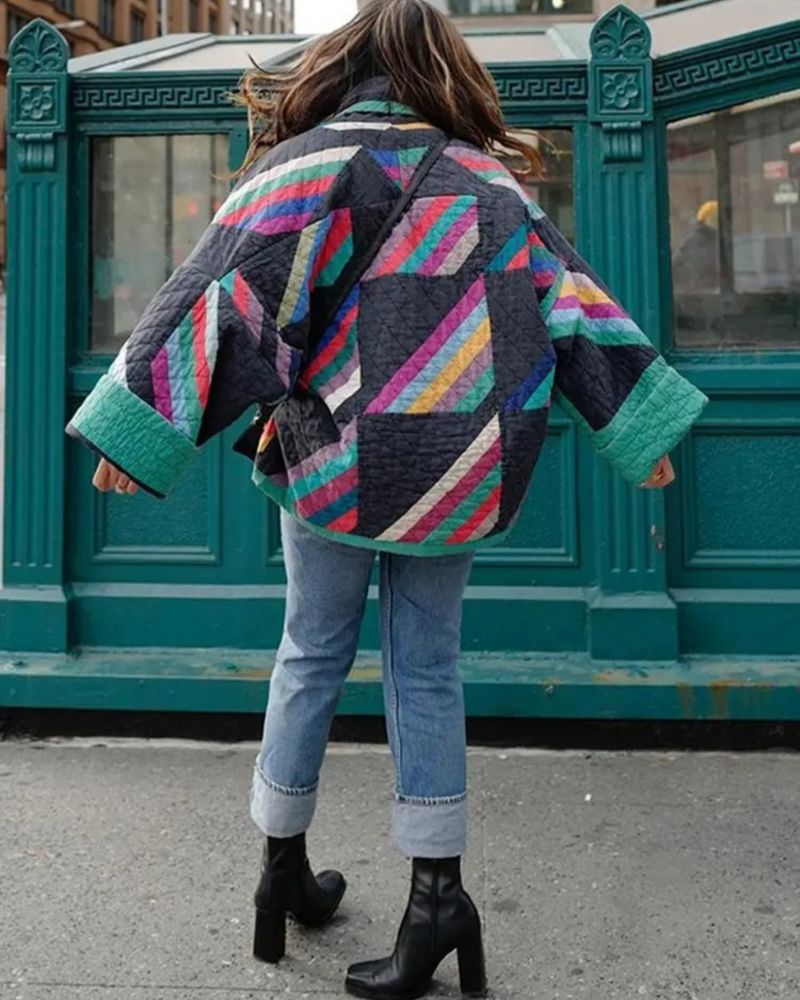 Patchwork Quilted Open Front Jacket 2