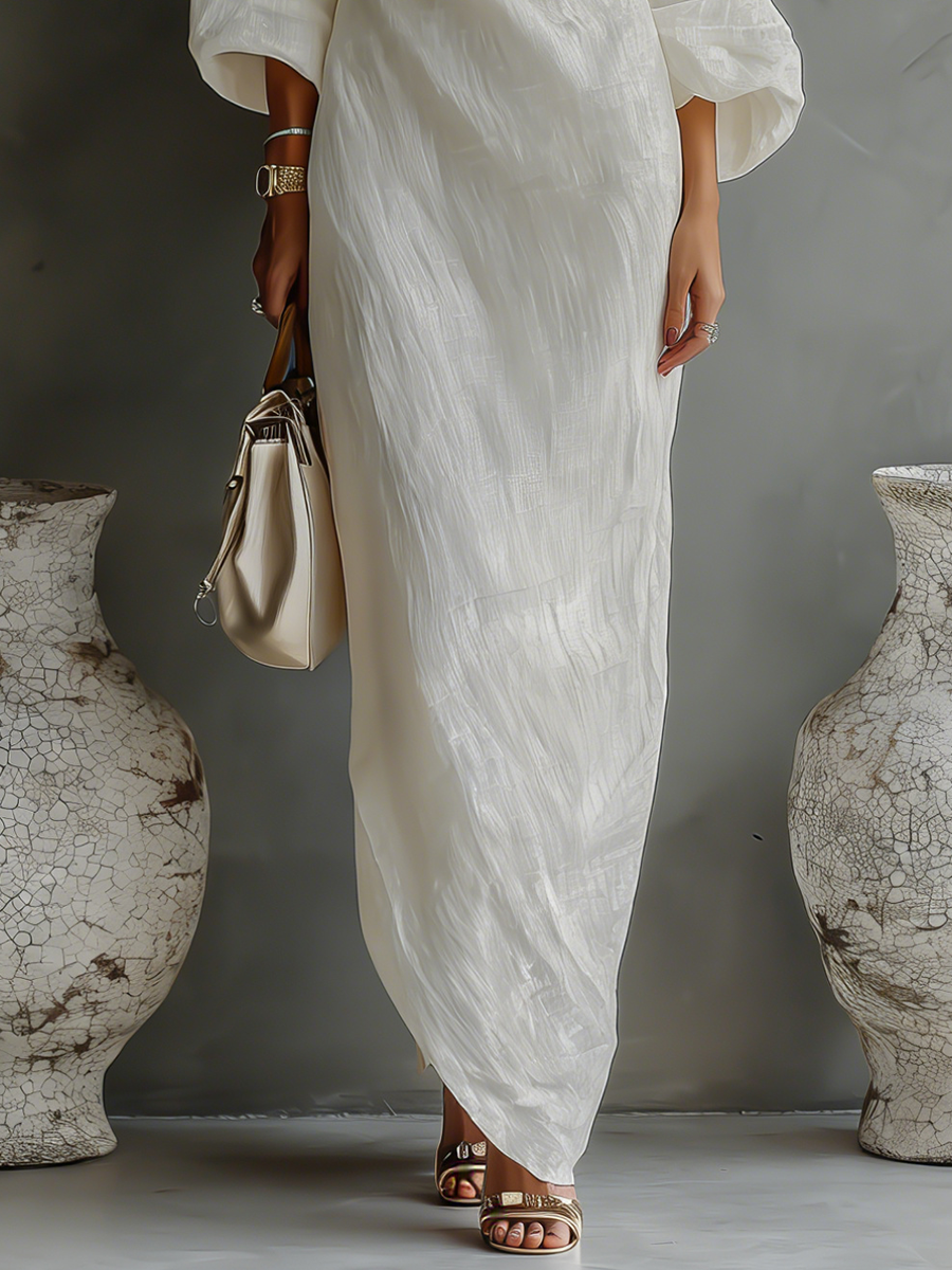 One Shoulder Long Sleeve Relaxed Maxi Dress 7