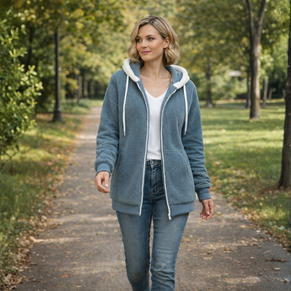 Hooded Zip Front Sherpa Fleece Jacket 5