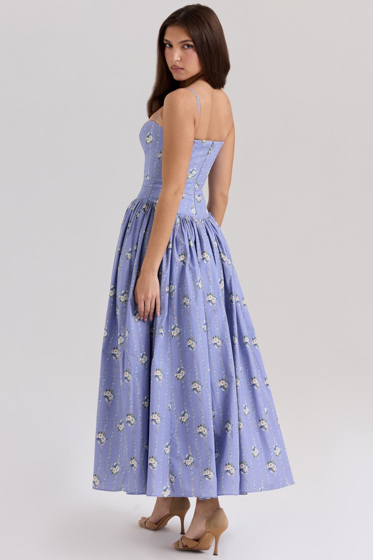 Floral Spaghetti Strap Corset Maxi Dress 22