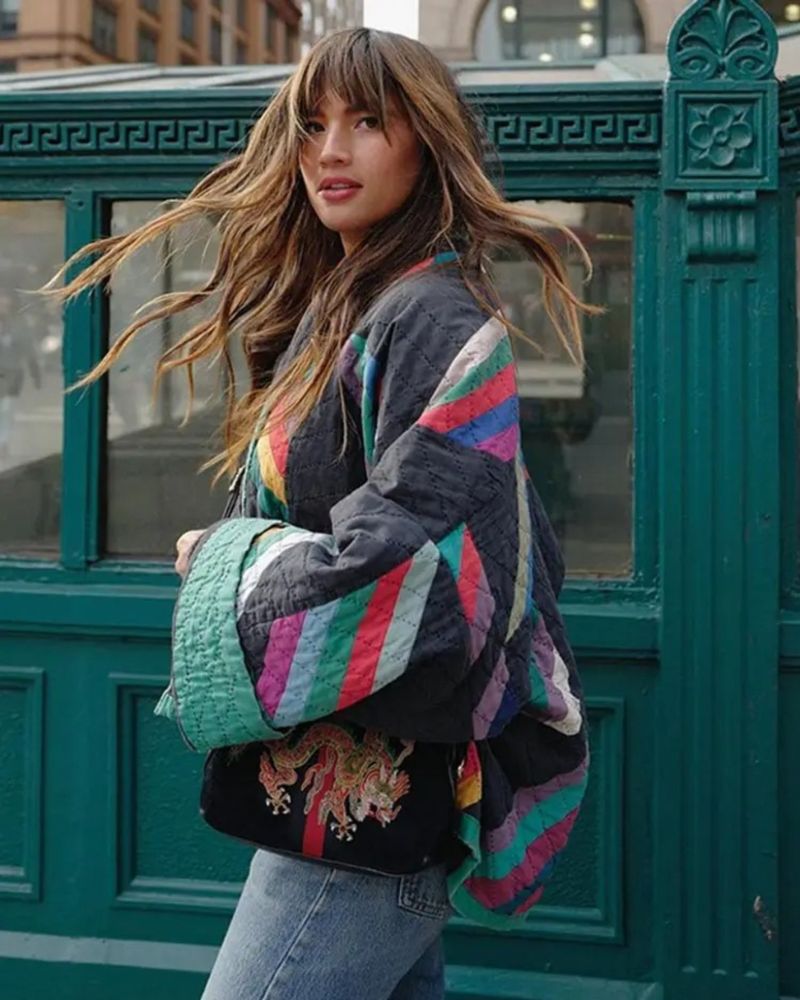 Patchwork Quilted Open Front Jacket 5