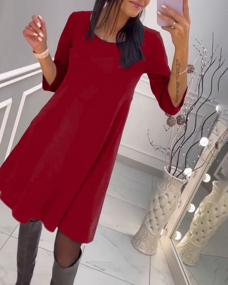 V-Neck Wrap Short Sleeve A-Line Midi Dress - View 7