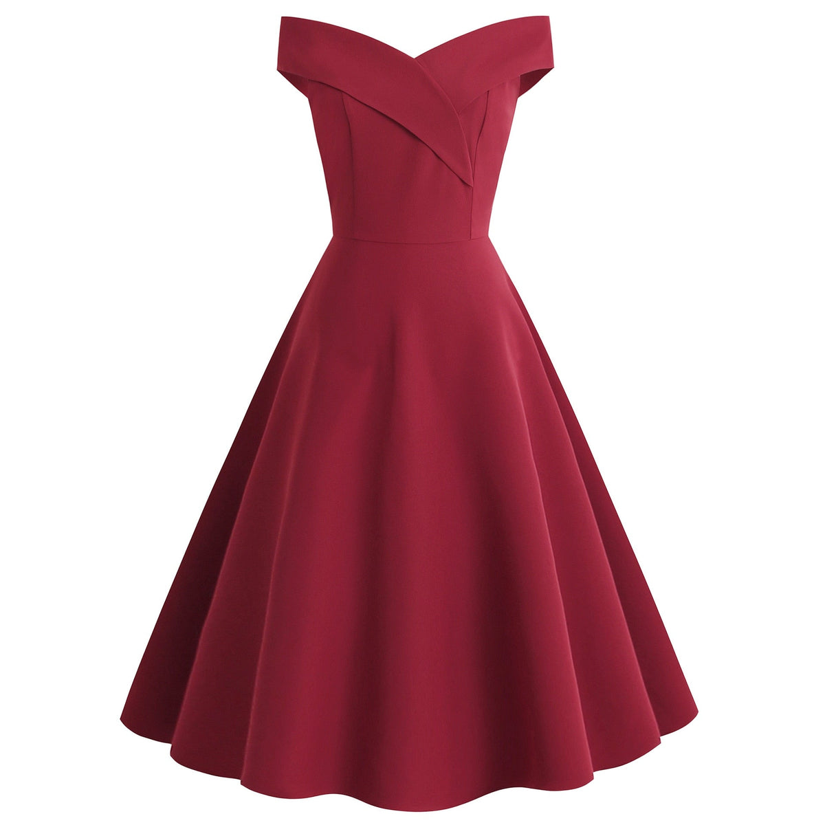 Off Shoulder Crossover Wrap Pleated Fit and Flare Cocktail Midi Dress - View 4