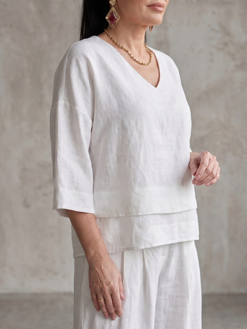 V-Neck Layered Top and Wide Leg Pants Two Piece Set 10