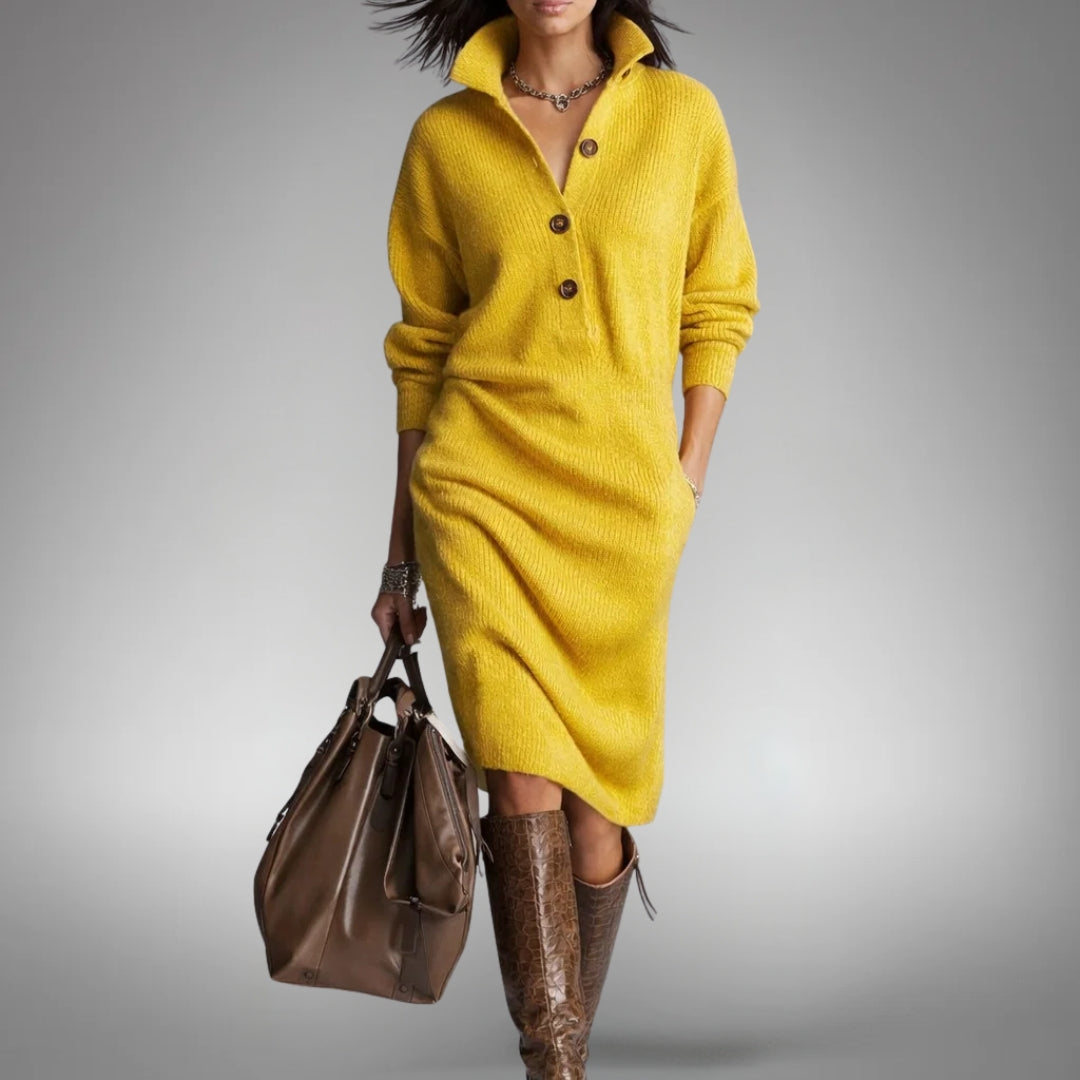 Turtleneck Long Sleeve Knit Midi Sweater Dress 11