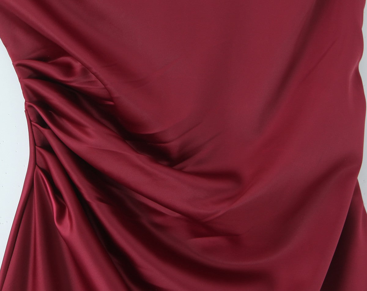 Satin Square Neck Ruched Bias Cut Slip Maxi Dress - View 6